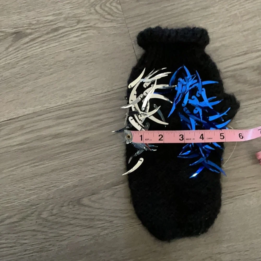Dog black sweater with silver and blue accent